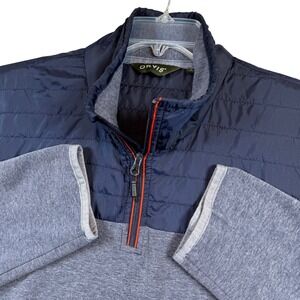 Orvis Pullover Mens Large Blue Quilted Yoke Quarter Zip Elbow Patches